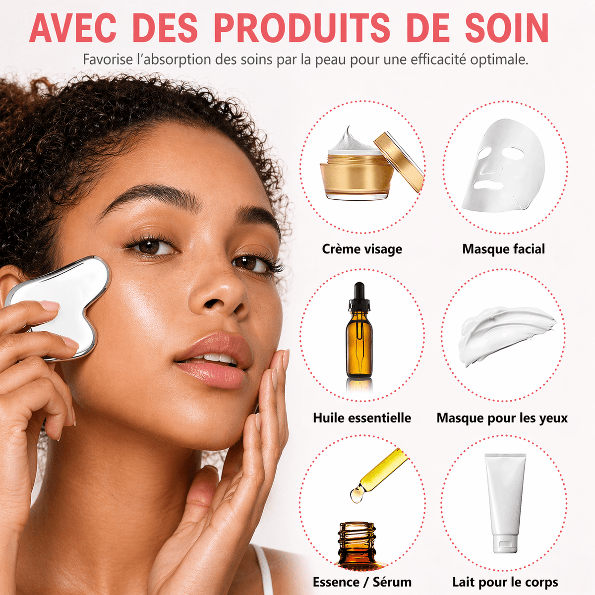 Roller Facial Cryo & Gua Sha +roller en Acier Inoxydable - OnaBeauty