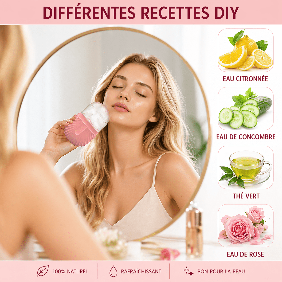 Roller Facial Cryo & Gua Sha +roller en Acier Inoxydable - OnaBeauty
